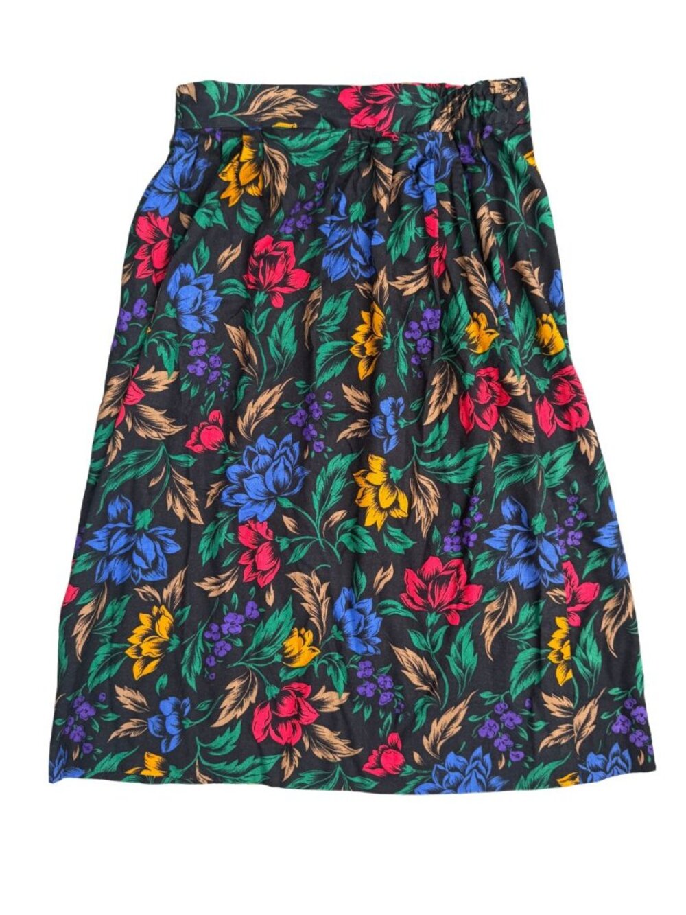 Vintage Diane Von Furstenberg DVF Floral Midi Skirt 80s Retro Boho